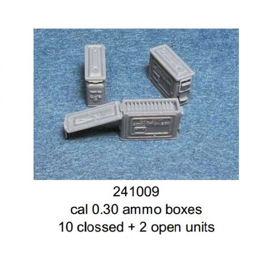 1/24 0.30 cal. Ammunition Boxes (10 closed and 2 opened) 1/24 0.30 cal. Ammunition Boxes (10 closed and 2 opened)