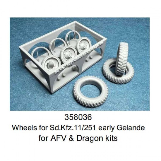 1/35 SdKfz.11/251 Wheels Early (gelande pattern) for AFV Club/Dragon kits 1/35 SdKfz.11/251 Wheels Early (gelande pattern) for AFV Club/Dragon kits
