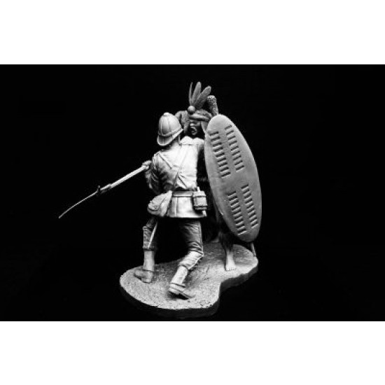 120mm Zulu Warrior and British Colour Sergeant, Rorkes Drift (2 figures w/diorama) 120mm Zulu Warrior and British Colour Sergeant, Rorkes Drift (2 figures w/diorama)