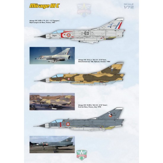 1/72 Dassault Mirage IIIC All-weather Interceptor (6 camo schemes) 1/72 Dassault Mirage IIIC All-weather Interceptor (6 camo schemes)