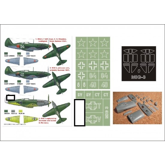 1/32 MiG-3 (Early) Paint Mask for Trumpeter (Canopy Masks + Insignia Masks + Resin parts) 1/32 MiG-3 (Early) Paint Mask for Trumpeter (Canopy Masks + Insignia Masks + Resin parts)