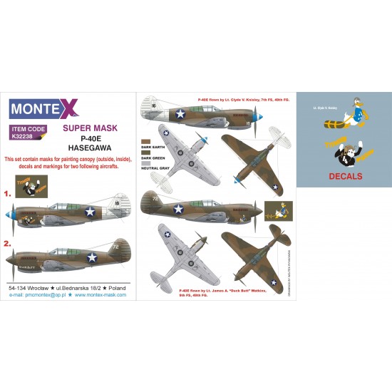 1/32 P-40E Paint Mask & Decals for Hasegawa kit 1/32 P-40E Paint Mask & Decals for Hasegawa kit