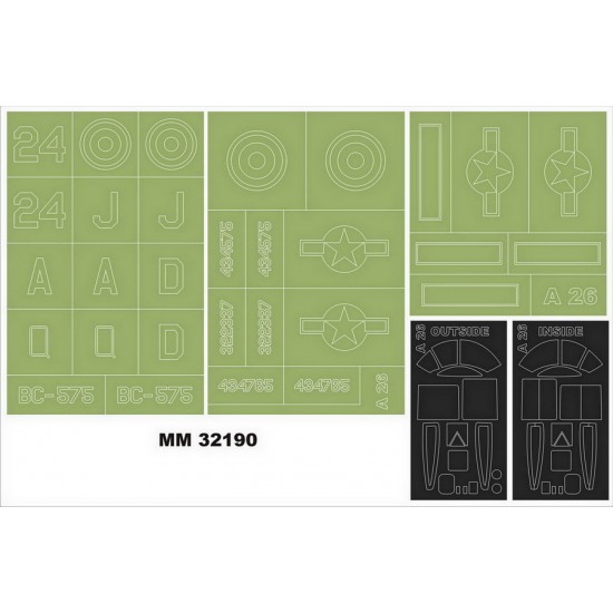 1/32 Douglas A-26 Invader Paint Masking for HobbyBoss 83213 (2 canopy & 3 insignia masks) 1/32 Douglas A-26 Invader Paint Masking for HobbyBoss 83213 (2 canopy & 3 insignia masks)