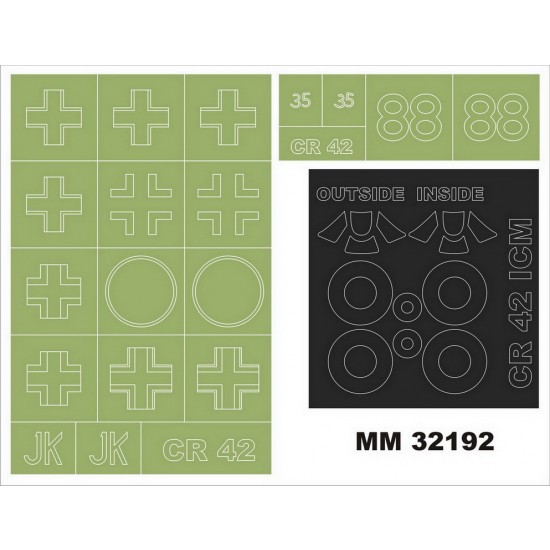 1/32 Fiat CR.42 Paint Masking for ICM kit 32021 (2 canopy & 2 insignia masks) 1/32 Fiat CR.42 Paint Masking for ICM kit 32021 (2 canopy & 2 insignia masks)