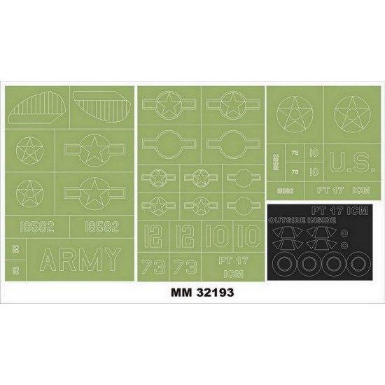 1/32 Boeing PT-17/N2S-3 Stearman Masking for ICM kit 32050 (2 canopy & 3 insignia masks) 1/32 Boeing PT-17/N2S-3 Stearman Masking for ICM kit 32050 (2 canopy & 3 insignia masks)