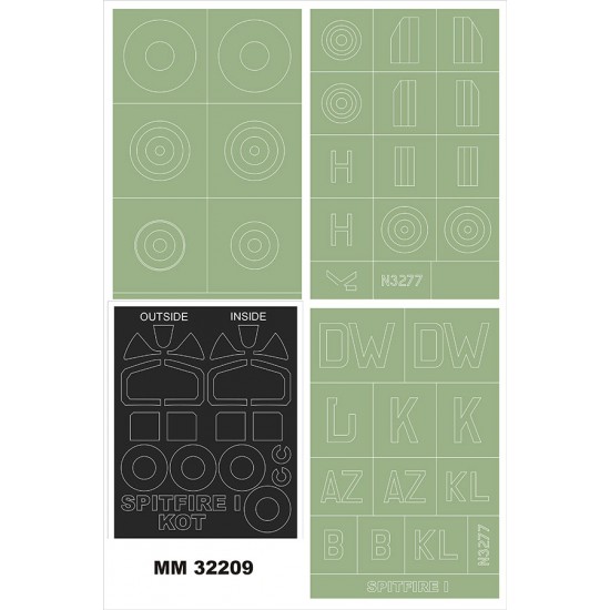1/32 Spitfire I Canopy (Outside & Inside) & Insignia Masks for Kotare kit #32001 1/32 Spitfire I Canopy (Outside & Inside) & Insignia Masks for Kotare kit #32001