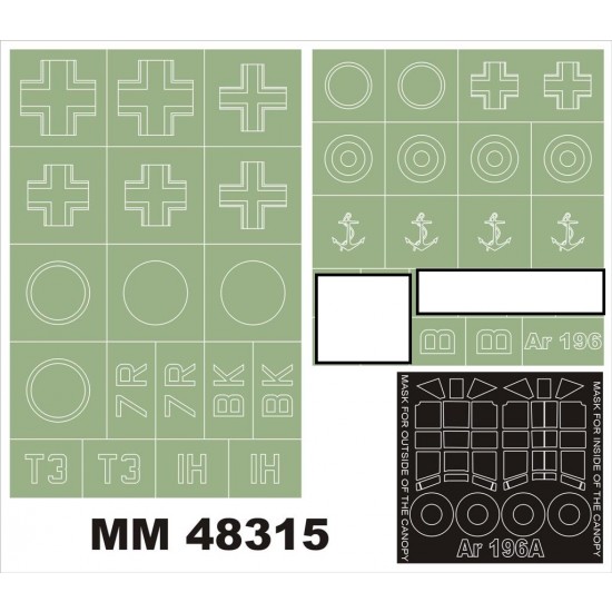 1/48 Arado Ar 196 Paint Mask for Italeri kit (Canopy Masks + Insignia Masks) 1/48 Arado Ar 196 Paint Mask for Italeri kit (Canopy Masks + Insignia Masks)
