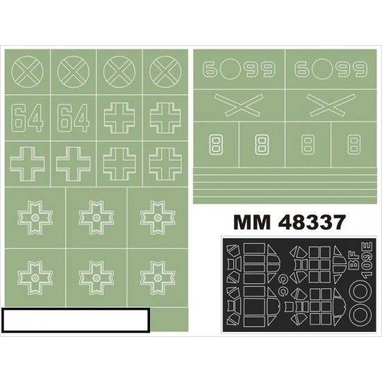 1/48 Messerschmitt Bf 109E Paint Mask for Airfix kit (Canopy Masks + Insignia Masks) 1/48 Messerschmitt Bf 109E Paint Mask for Airfix kit (Canopy Masks + Insignia Masks)