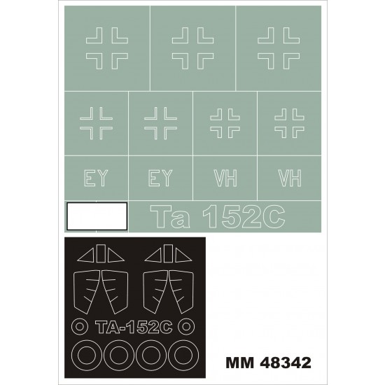 1/48 Focke-Wulf Ta-152 Paint Mask for HobbyBoss kit (Canopy Masks + Insignia Masks) 1/48 Focke-Wulf Ta-152 Paint Mask for HobbyBoss kit (Canopy Masks + Insignia Masks)