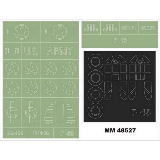1/48 Republic P-43 Lancer Masking for Dora Wings 48029 (2 canopy & 2 insignia masks) 1/48 Republic P-43 Lancer Masking for Dora Wings 48029 (2 canopy & 2 insignia masks)