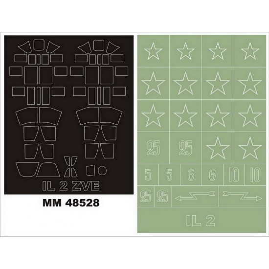 1/48 Ilyushin IL-2 Paint Masking for Zvezda kit 4825 (2 canopy & 1 insignia masks) 1/48 Ilyushin IL-2 Paint Masking for Zvezda kit 4825 (2 canopy & 1 insignia masks)