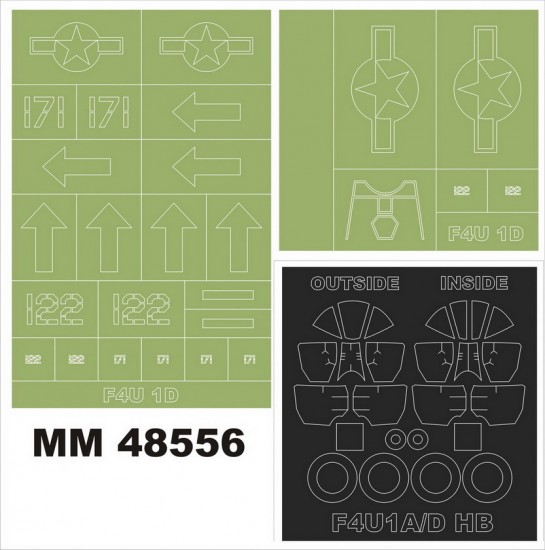 1/48 Vought F4U-1D Corsair Paint Mask for Hobby Boss #80384 1/48 Vought F4U-1D Corsair Paint Mask for Hobby Boss #80384