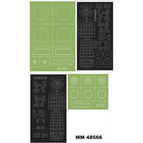 1/48 Ki-21-Ib Canopy and Insignia Masks for ICM #48195 1/48 Ki-21-Ib Canopy and Insignia Masks for ICM #48195