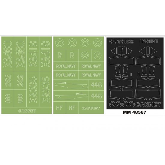 1/48 Fairey Gannet AS1/AS4 Canopy and Insignia Masks for Airfix #11007 1/48 Fairey Gannet AS1/AS4 Canopy and Insignia Masks for Airfix #11007