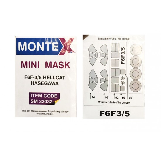 1/32 F6F3/5 Hellcat Paint Mask for Hasegawa kit (outside-inside) 1/32 F6F3/5 Hellcat Paint Mask for Hasegawa kit (outside-inside)