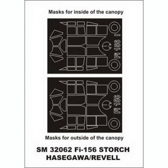 1/32 Fieseler Fi-165 Storch Paint Mask for Hasegawa/Revell kit (outside-inside) 1/32 Fieseler Fi-165 Storch Paint Mask for Hasegawa/Revell kit (outside-inside)