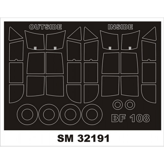 1/32 Messerschmitt Bf 108 Taifun Paint Masking for Eduard kits (outside-inside) 1/32 Messerschmitt Bf 108 Taifun Paint Masking for Eduard kits (outside-inside)