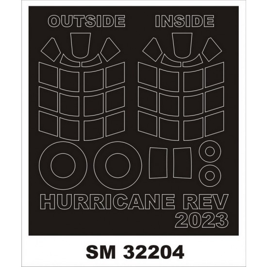 1/32 Hawker Hurricane Iib Canopy (outside, inside) & Wheels Paint Mask for Revell kits 1/32 Hawker Hurricane Iib Canopy (outside, inside) & Wheels Paint Mask for Revell kits