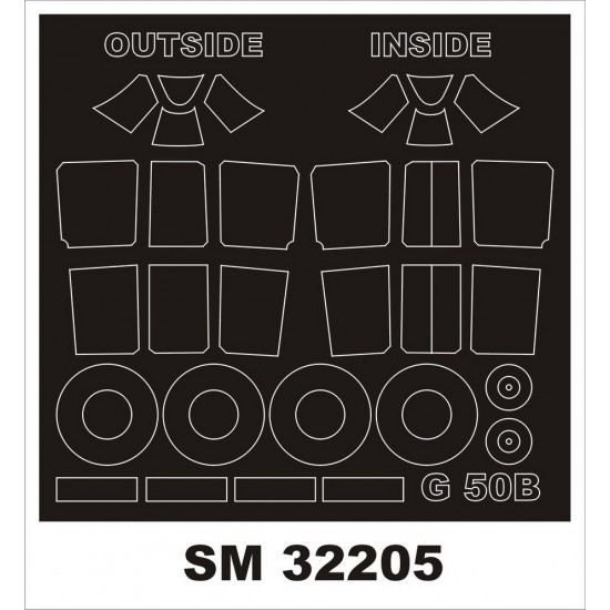 1/32 Fiat G-50B Canopy (outside, inside) & Wheels Paint Mask for Special Hobby kits 1/32 Fiat G-50B Canopy (outside, inside) & Wheels Paint Mask for Special Hobby kits