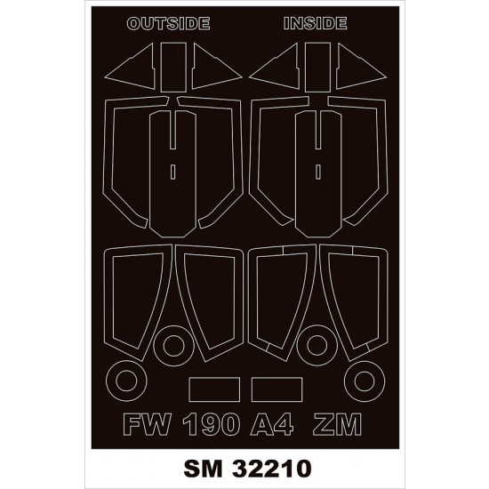 1/32 Fw 190A-4 Canopy Masks (outside and inside) for Zoukei-Mura kits 1/32 Fw 190A-4 Canopy Masks (outside and inside) for Zoukei-Mura kits
