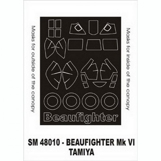 1/48 Beaufighter Mk.VI Paint Mask for Tamiya kit (outside) 1/48 Beaufighter Mk.VI Paint Mask for Tamiya kit (outside)