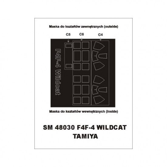 1/48 F4F-4 Wildcat Paint Mask for Tamiya kit (outside-inside) 1/48 F4F-4 Wildcat Paint Mask for Tamiya kit (outside-inside)