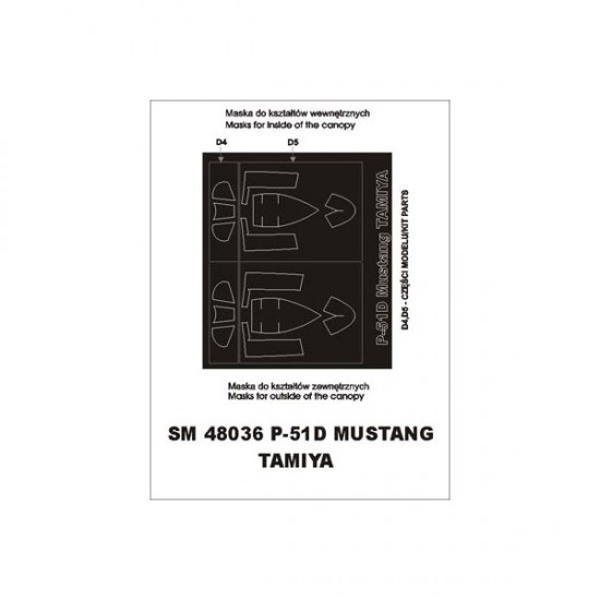 1/48 P-51D Mustang Paint Mask for Tamiya kit (outside-inside) 1/48 P-51D Mustang Paint Mask for Tamiya kit (outside-inside)