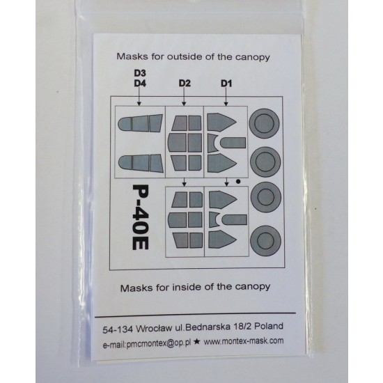 1/48 P-40E Warhawk Paint Mask for AMTech kit (outside-inside) 1/48 P-40E Warhawk Paint Mask for AMTech kit (outside-inside)