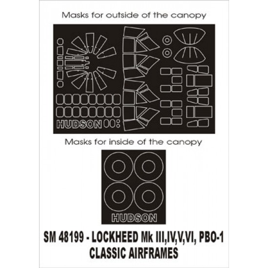 1/48 Hudson III/IV/V/VI/PBO-1 Paint Mask for Classic Airframes kit (outside-inside) 1/48 Hudson III/IV/V/VI/PBO-1 Paint Mask for Classic Airframes kit (outside-inside)