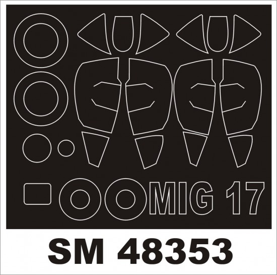 1/48 Mikoyan-Gurevich MiG-17 Paint Mask for HobbyBoss kit (outside,inside) 1/48 Mikoyan-Gurevich MiG-17 Paint Mask for HobbyBoss kit (outside,inside)