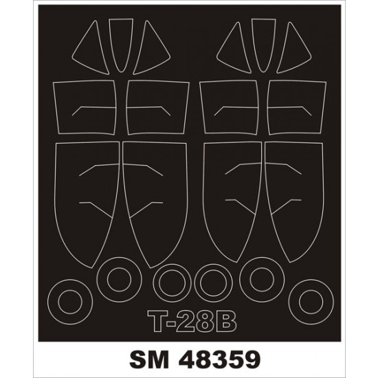 1/48 North American T-28 Trojan Paint Mask for Roden kit (outside,inside) 1/48 North American T-28 Trojan Paint Mask for Roden kit (outside,inside)