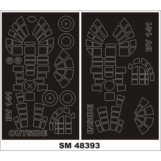 1/48 Blohm-und-Voss BV-141 Paint Mask for HobbyBoss kit (outside, inside) 1/48 Blohm-und-Voss BV-141 Paint Mask for HobbyBoss kit (outside, inside)