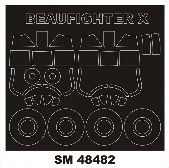 1/48 Beaufighter X Paint Mask for Revell kits (outside, inside) 1/48 Beaufighter X Paint Mask for Revell kits (outside, inside)