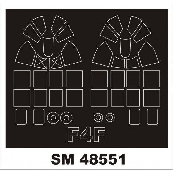 1/48 Grumman F4F Wildcat Masking for Eduard kits (outside, inside) 1/48 Grumman F4F Wildcat Masking for Eduard kits (outside, inside)
