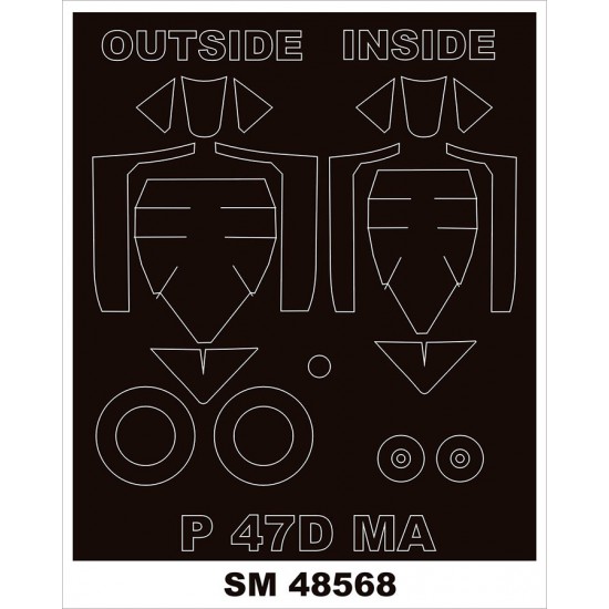 1/48 P-47D Bubbletop Canopy Masks (outside and inside) for MiniArt kits 1/48 P-47D Bubbletop Canopy Masks (outside and inside) for MiniArt kits