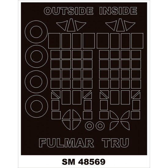 1/48 Fairey Fulmar Canopy Masks (outside and inside) for Trumpeter kits 1/48 Fairey Fulmar Canopy Masks (outside and inside) for Trumpeter kits
