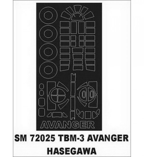 1/72 Grumman TBM-3 Avenger Paint Mask for Hasegawa kit (outside) 1/72 Grumman TBM-3 Avenger Paint Mask for Hasegawa kit (outside)