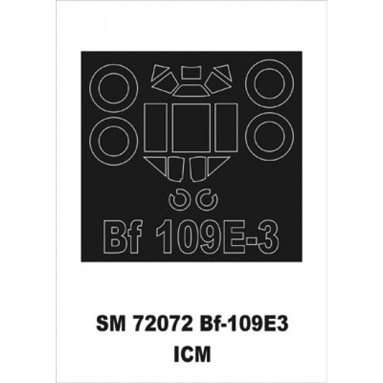 1/72 Messerschmitt Bf-109E3 Paint Mask for ICM kit (outside) 1/72 Messerschmitt Bf-109E3 Paint Mask for ICM kit (outside)