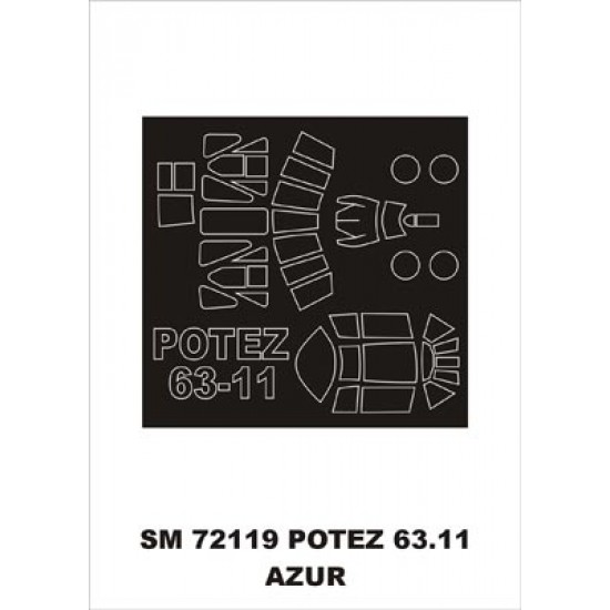 1/72 Potez 63.11 French Reconnaissance Plane Paint Mask for Azur kit (outside) 1/72 Potez 63.11 French Reconnaissance Plane Paint Mask for Azur kit (outside)