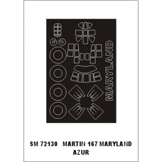 1/72 Martin 167 Maryland Paint Mask for Azur kit (outside) 1/72 Martin 167 Maryland Paint Mask for Azur kit (outside)