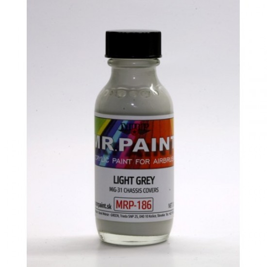 Acrylic Lacquer Paint - Light Grey for Mikoyan MiG-31 Chassis Covers 30ml Acrylic Lacquer Paint - Light Grey for Mikoyan MiG-31 Chassis Covers 30ml