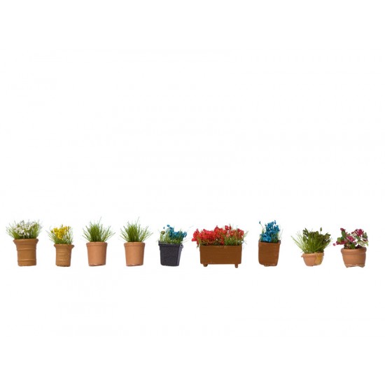 HO Scale Flowers in Pots (9 pots) HO Scale Flowers in Pots (9 pots)