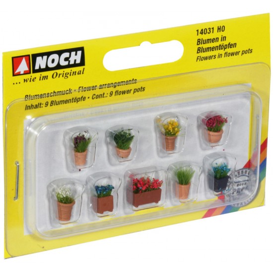 HO Scale Flowers in Pots (9 pots) HO Scale Flowers in Pots (9 pots)