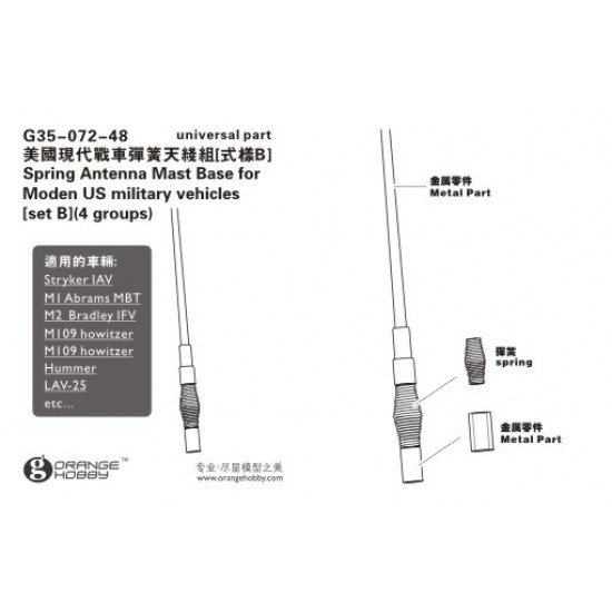 1/35 Spring Antenna Mast Base for Modern US Military Vehicles Set B (4 Sets: 12 Metal pcs) 1/35 Spring Antenna Mast Base for Modern US Military Vehicles Set B (4 Sets: 12 Metal pcs)