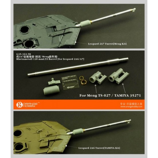1/35 Rheinmetall 120mm L55 Barrel for Leopard 2A6/A7 for Meng Models TS-027/Tamiya #35271 1/35 Rheinmetall 120mm L55 Barrel for Leopard 2A6/A7 for Meng Models TS-027/Tamiya #35271