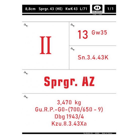 1/1 8.8cm Sprgr 43 (HE) kwk43 L71 1/1 8.8cm Sprgr 43 (HE) kwk43 L71