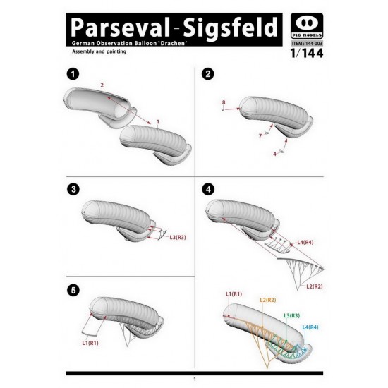 1/144 Parseval-Sigsfeld Drachen Observation Balloon 1/144 Parseval-Sigsfeld Drachen Observation Balloon