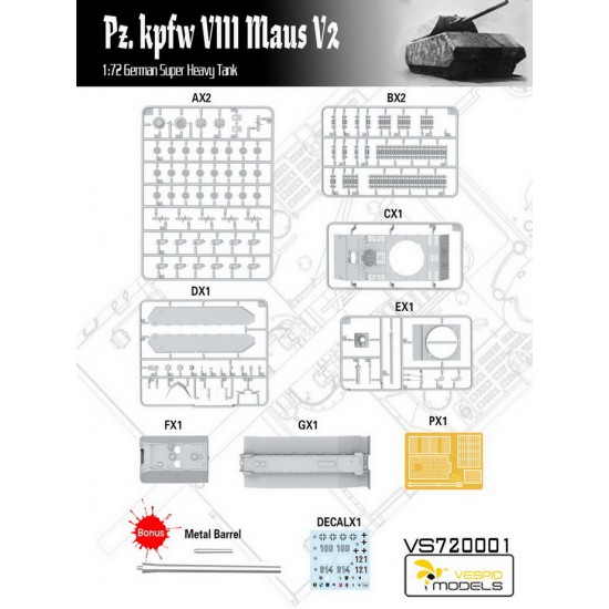 1/72 German PzKpfw VIII Maus V2 Super Heavy Tank 1/72 German PzKpfw VIII Maus V2 Super Heavy Tank