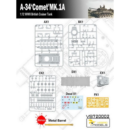 1/72 British Army A-34 Comet MK.1A Cruiser Tank