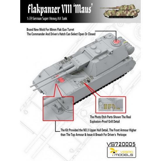 1/72 German Flakpanzer VIII Maus Super Heavy AA Tank 1/72 German Flakpanzer VIII Maus Super Heavy AA Tank